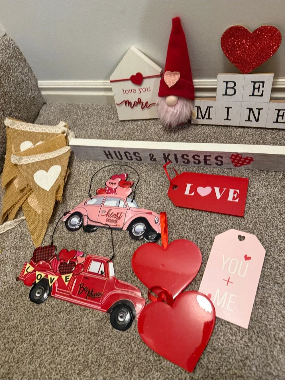 Valentine's Hugs & Kisses Decorative Heart and Gnome Accent Set| 12 pcs